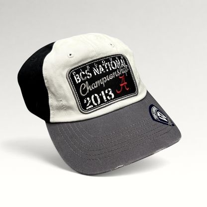 Raree Finds Alabama Crimson Tide 2013 BCS National Championship hat with distressed embroidery and adjustable strapback