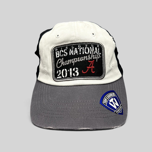 Raree Finds Alabama Crimson Tide 2013 BCS National Championship strapback hat with distressed patch and gray brim