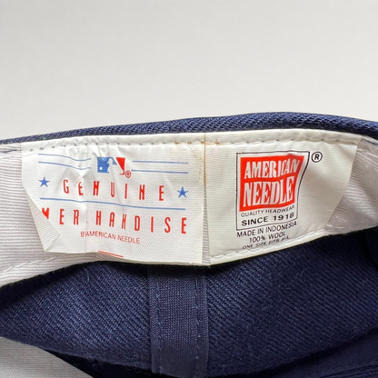 Raree Finds vintage American Needle Detroit Tigers wool snapback hat interior brand and MLB merchandise tags