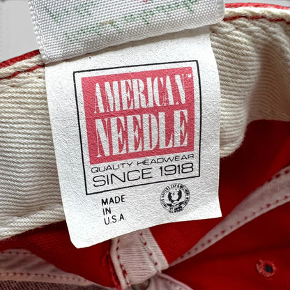 Raree Finds vintage American Needle Masters hat interior tag showing Made in USA and quality headwear branding