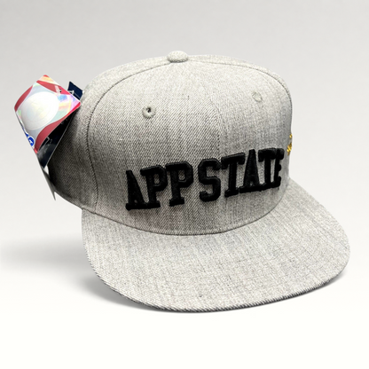 Raree Finds heather gray W Republic Appalachian State fitted hat with raised black APP STATE embroidery and flat brim
