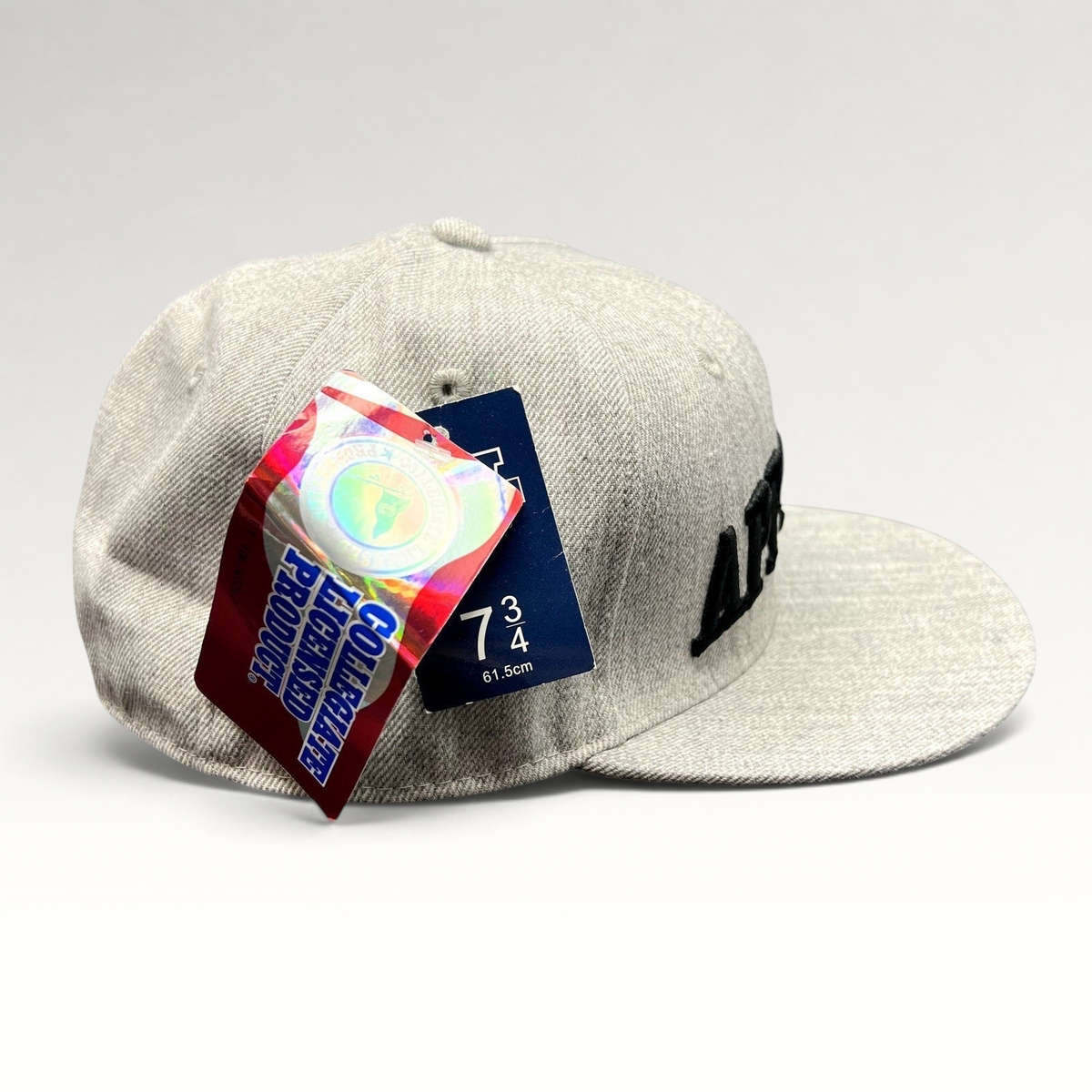 Raree Finds Appalachian State Mountaineers heather gray fitted hat with black APP STATE embroidery and flat brim