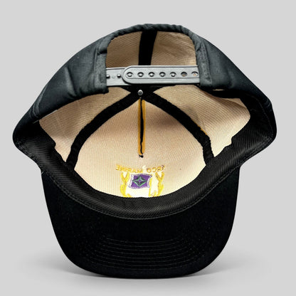 Raree Finds vintage ARCO Marine snapback hat interior view showing the adjustable plastic snap closure and foam lining