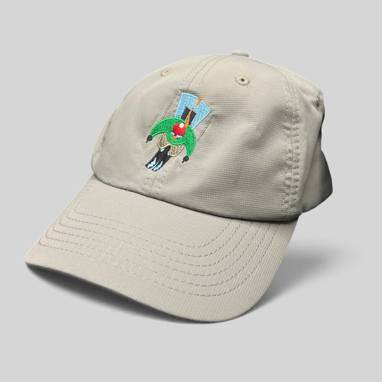 Raree Finds light gray Imperial performance strapback hat with an embroidered Aspen Snowmass skier logo