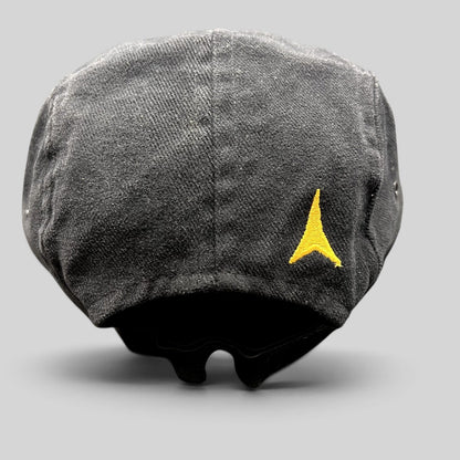 Raree Finds vintage black cotton Atomic ARC ski hat with yellow embroidered logo on the back