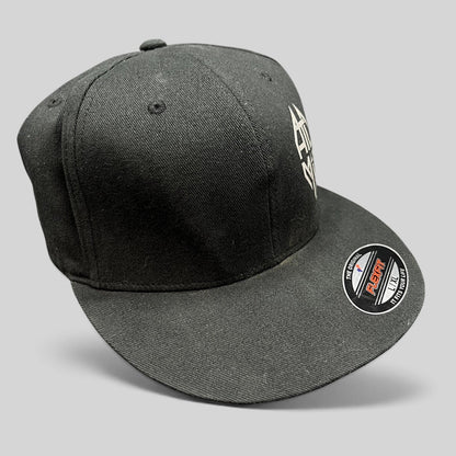 Raree Finds black Atomic Skis FlexFit cap with embroidered logo and flat brim, size L/XL.