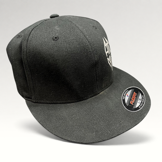 Raree Finds black Atomic Skis FlexFit baseball cap with embroidered logo and flat brim, size L/XL.