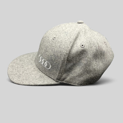 Raree Finds gray felted wool-blend Audi snapback hat with embroidered four rings logo and structured six-panel design.