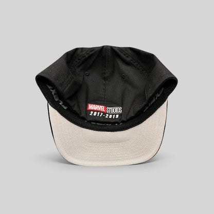Raree Finds Avengers Endgame cast and crew hat showing interior Marvel Studios 2017-2019 embroidery on black crown
