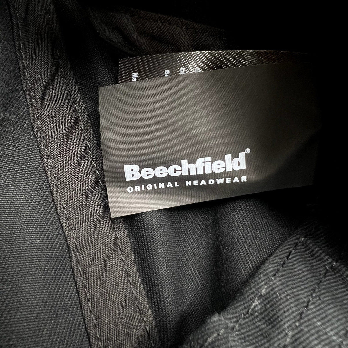 Raree Finds Beechfield Original Headwear interior brand label inside a black six-panel strapback hat