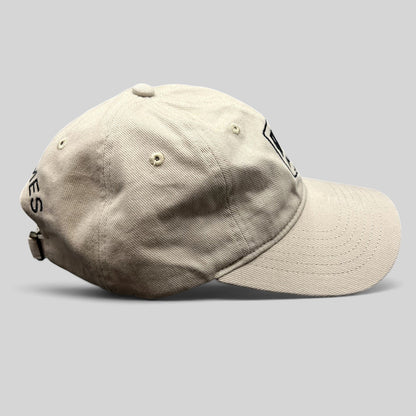 Raree Finds beige cotton twill dad cap with Epic Games logo embroidery and adjustable strapback closure