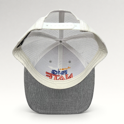 Raree Finds Nickelodeon Big Nate trucker hat showing the interior view with white mesh and heather gray brim