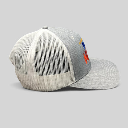 Raree Finds Nickelodeon Big Nate trucker hat with heather gray front, white mesh back, and embroidered front logo.