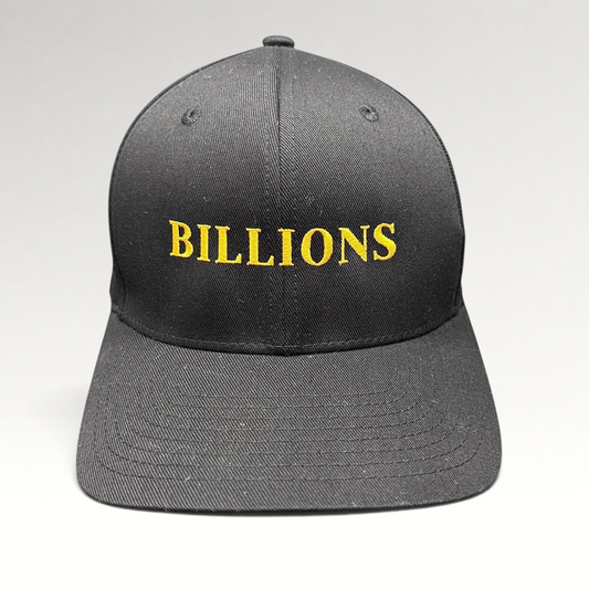 Raree Finds Billions TV show promotional black Yupoong Flexfit hat with gold embroidered logo