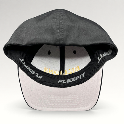 Raree Finds Billions TV show promotional cap in black with gold embroidery on a structured Yupoong Flexfit hat