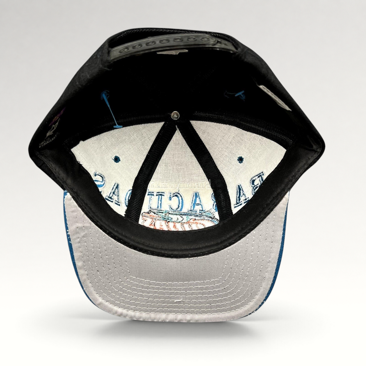 Raree Finds vintage Birmingham Barracudas CFL snapback hat interior showing grey undervisor and Starter branding