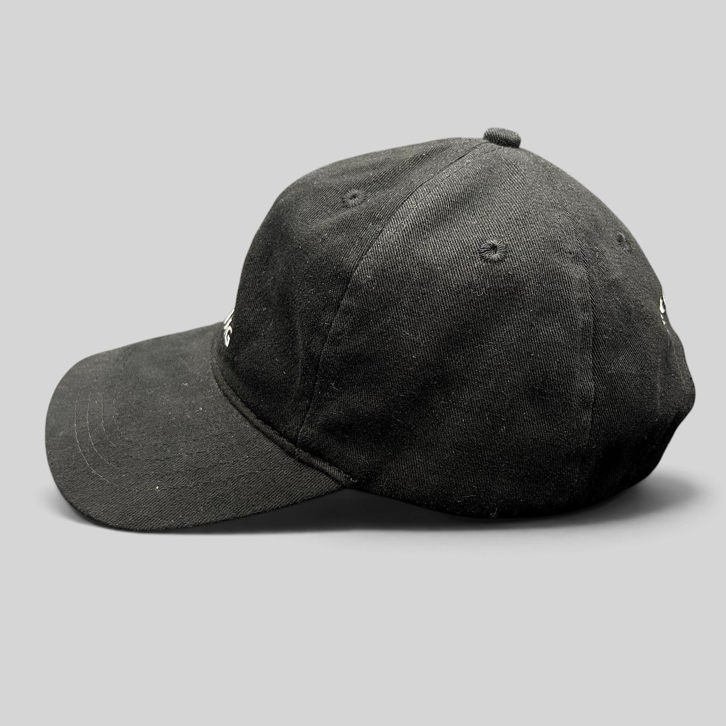 Raree Finds black Anine Bing Sport cotton dad cap with embroidered logo and adjustable strapback side view