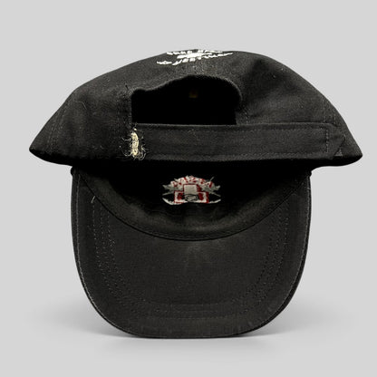 Raree Finds vintage black cotton ASPA Ski Patrol strapback hat with Free Beer At Meetings embroidery on the back