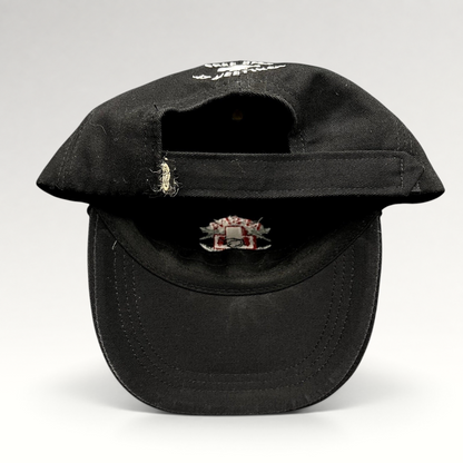 Raree Finds vintage black cotton ASPA Ski Patrol strapback hat with Free Beer At Meetings embroidery on the back