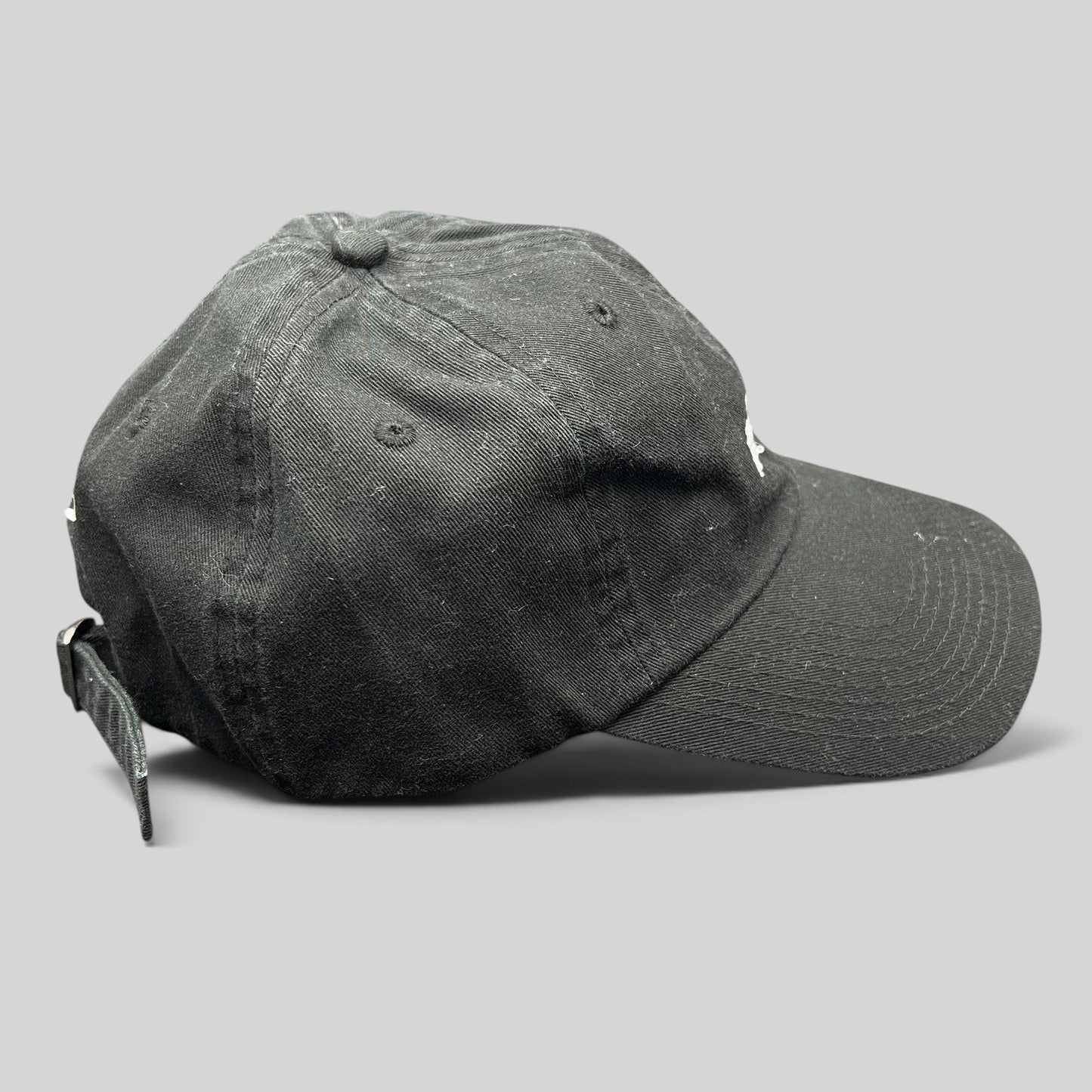 Raree Finds black cotton strapback hat with Aspen 2017 anniversary embroidery and adjustable back strap