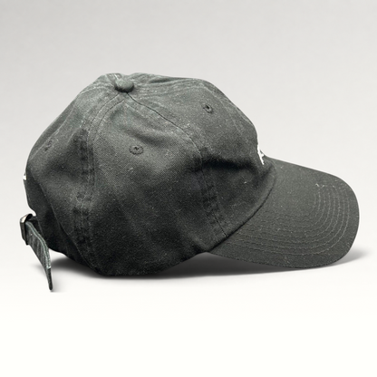 Raree Finds black cotton strapback hat with Aspen 2017 anniversary embroidery and adjustable back strap