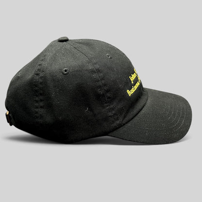 Raree Finds black cotton strapback hat with gold embroidered John H. Mitchell Business of Cinematic Arts lettering