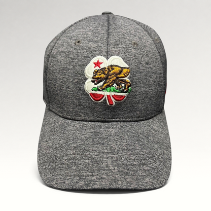 Raree Finds Black Clover heather gray performance golf cap with embroidered California bear clover logo