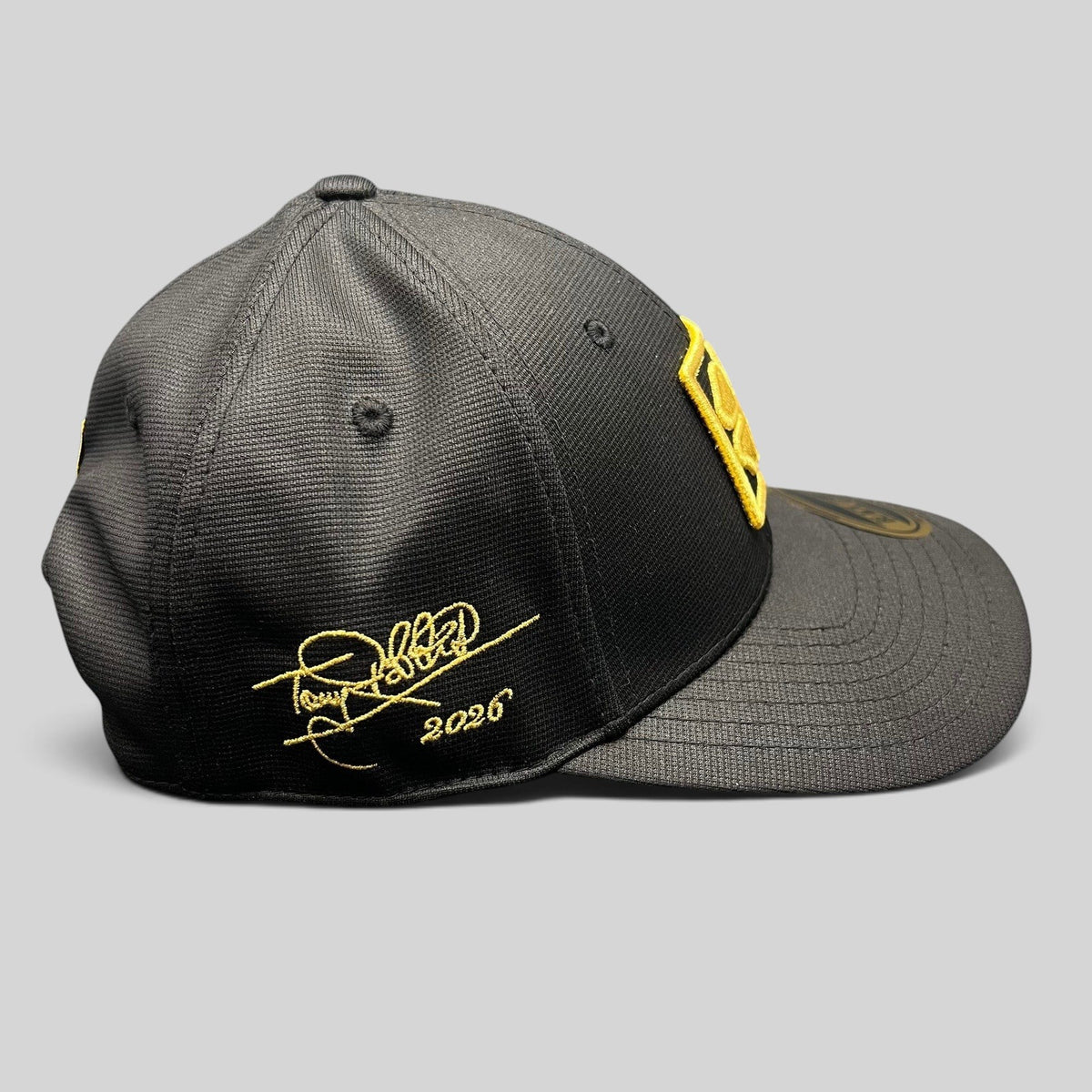 Raree Finds Black Clover x Tony Robbins 2026 limited edition black snapback hat with gold signature embroidery