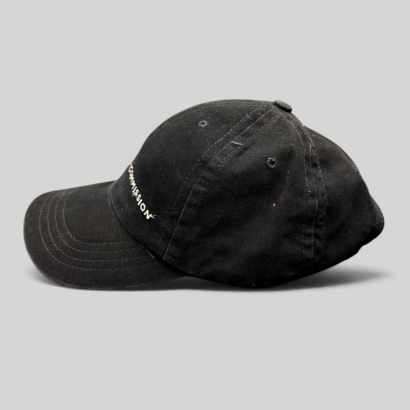 Raree Finds black Colorado Film Commission six-panel strapback hat with embroidered logo and pre-curved brim