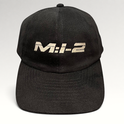 Raree Finds vintage black corduroy snapback hat featuring embroidered M:I-2 Mission Impossible 2 movie logo