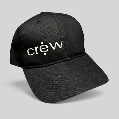 Raree Finds black KC Headwear snapback hat with white embroidered crew logo on a structured six-panel crown