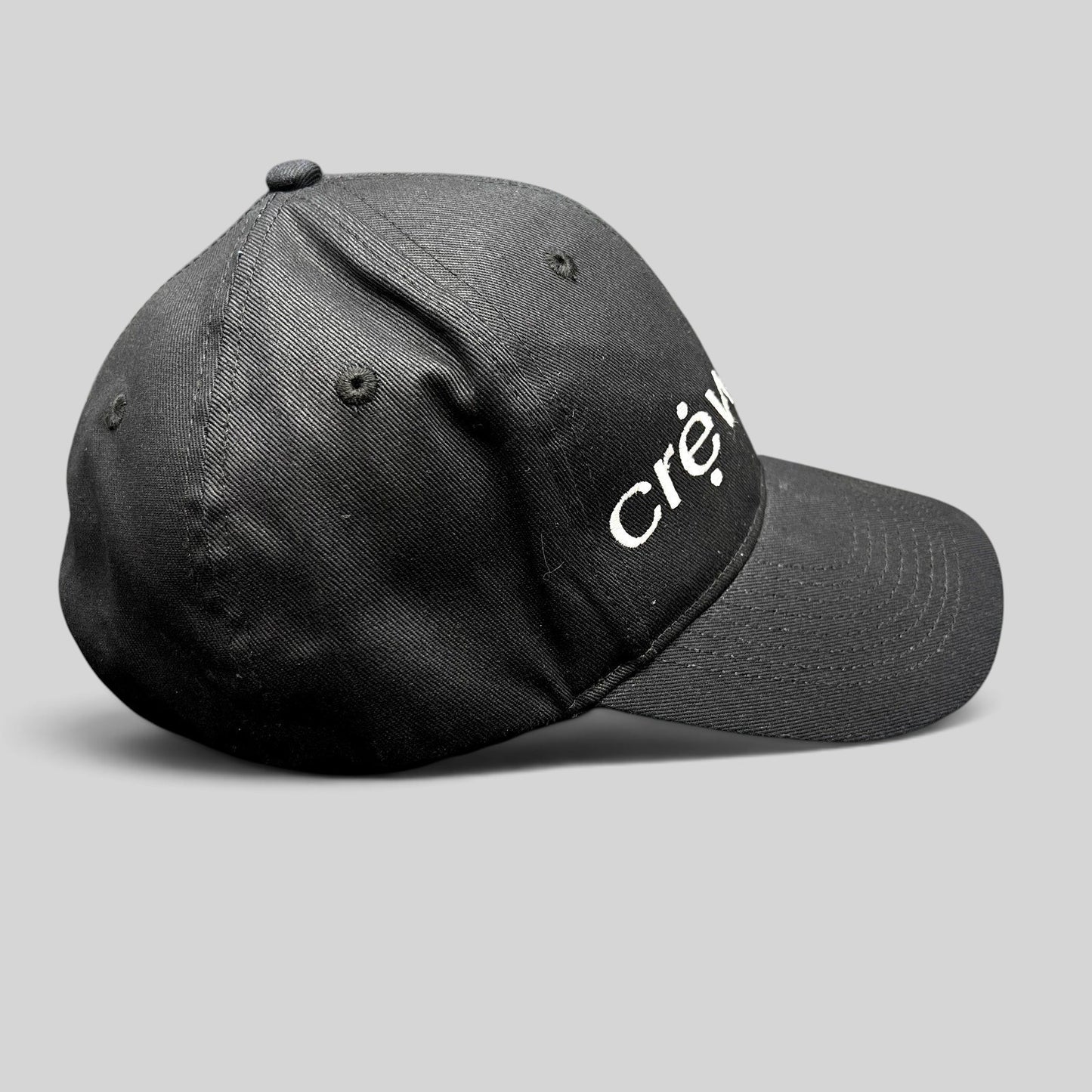 Raree Finds black KC Headwear snapback hat with white embroidered crew logo on a structured six-panel crown