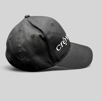 Raree Finds black KC Headwear snapback hat with white embroidered crew logo on a structured six-panel crown