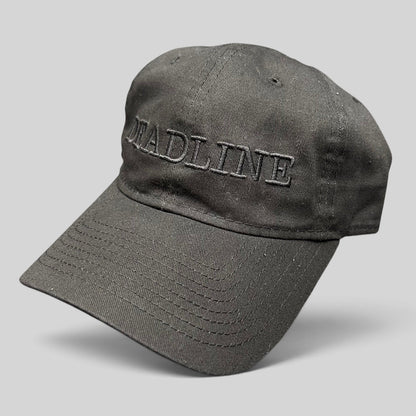 Raree Finds black New Era 9TWENTY strapback hat with tonal DEADLINE embroidery and curved bill