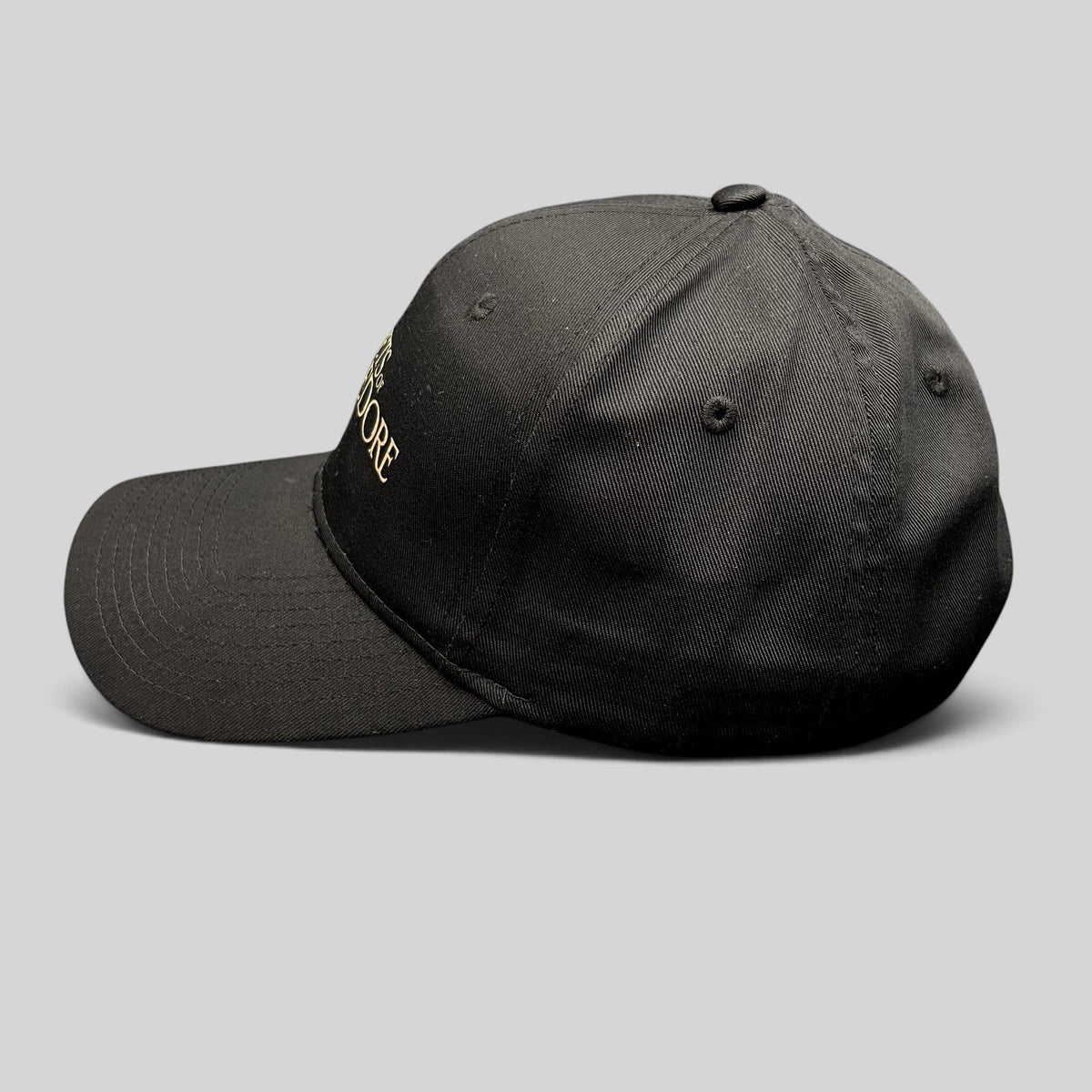 Raree Finds black Fantastic Beasts Secrets of Dumbledore snapback hat with gold embroidery and curved brim