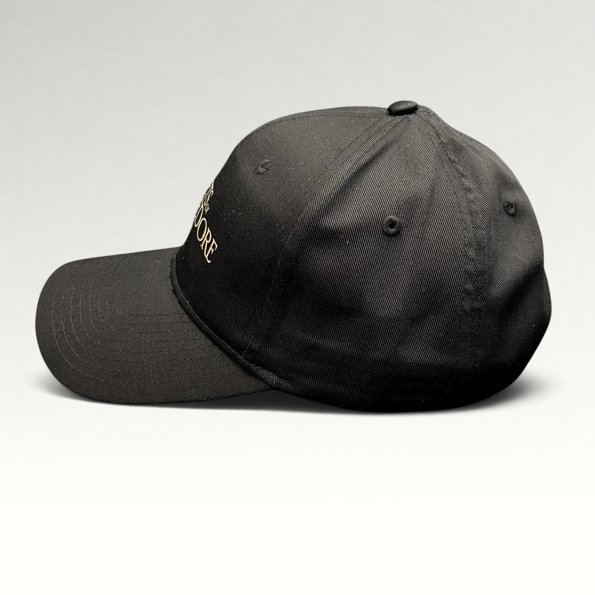 Raree Finds black Fantastic Beasts Secrets of Dumbledore snapback hat with gold embroidery and curved brim