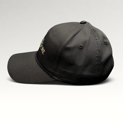 Raree Finds black Fantastic Beasts Secrets of Dumbledore snapback hat with gold embroidery and curved brim