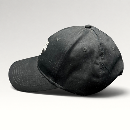 Raree Finds black Cleveland International Film Festival strapback hat with white embroidered lettering and adjustable fit