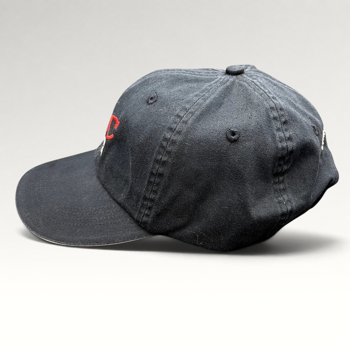Raree Finds black cotton strapback hat with CMC Fire Science Instructor embroidery and low-profile fit