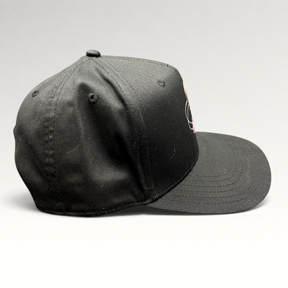 Raree Finds black Grammy U snapback hat with a structured crown and flat bill, side view.