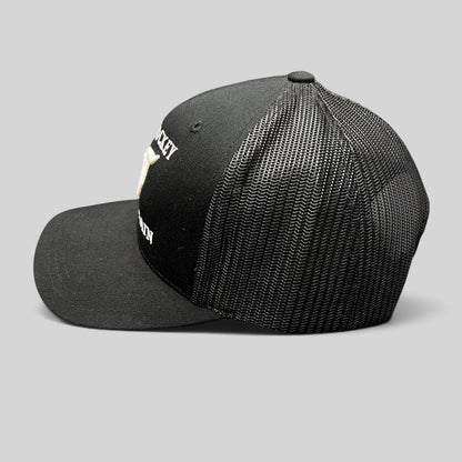 Raree Finds black Yupoong Classics trucker hat with white embroidered Make Hockey Violent Again slogan and mesh back