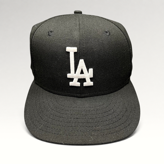 Raree Finds New Era LA Dodgers 59FIFTY fitted hat in black with white embroidered logo and flat brim
