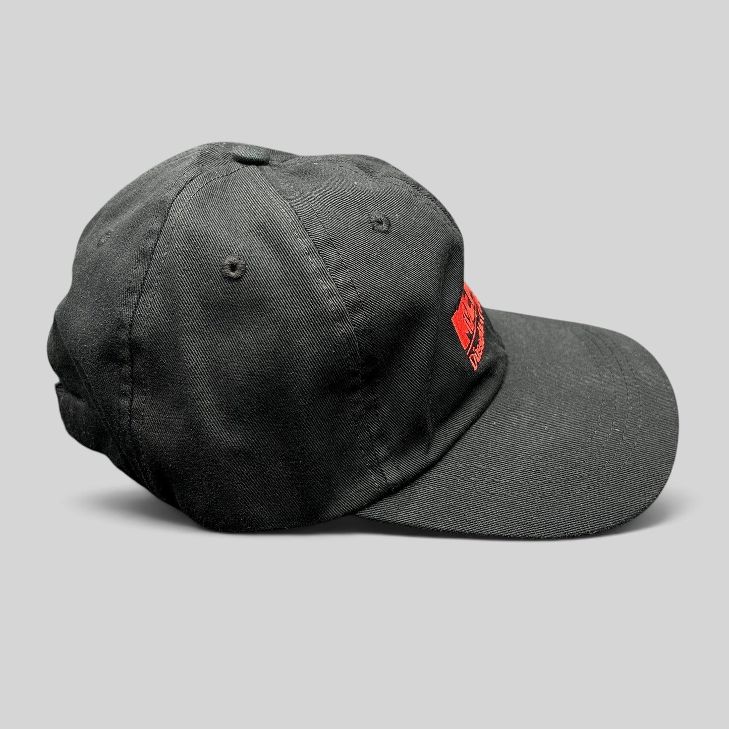 Raree Finds black six-panel strapback hat with red embroidered MTV EMA Düsseldorf 2022 logo on the front