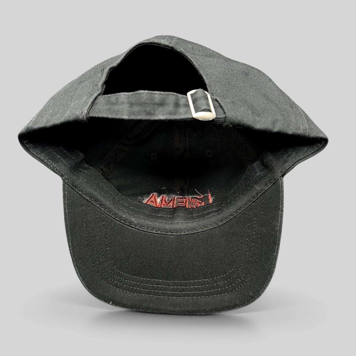 Raree Finds black Beechfield strapback hat with red MTV EMA Düsseldorf 2022 embroidery on the inner brim