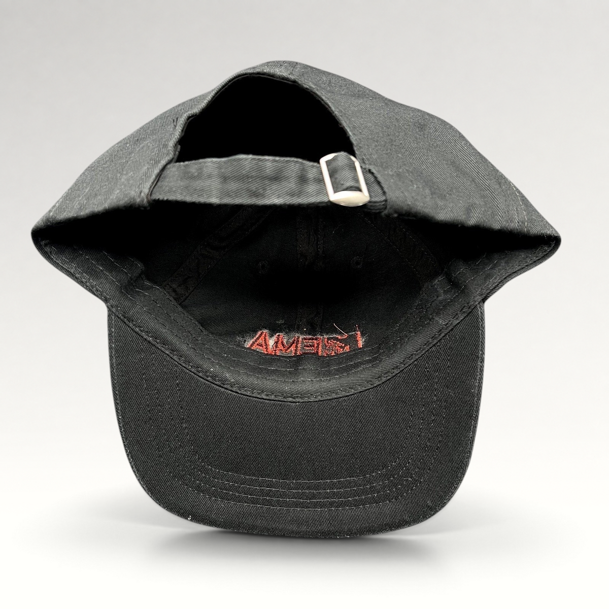Raree Finds black Beechfield strapback hat with red MTV EMA Düsseldorf 2022 embroidery on the inner brim