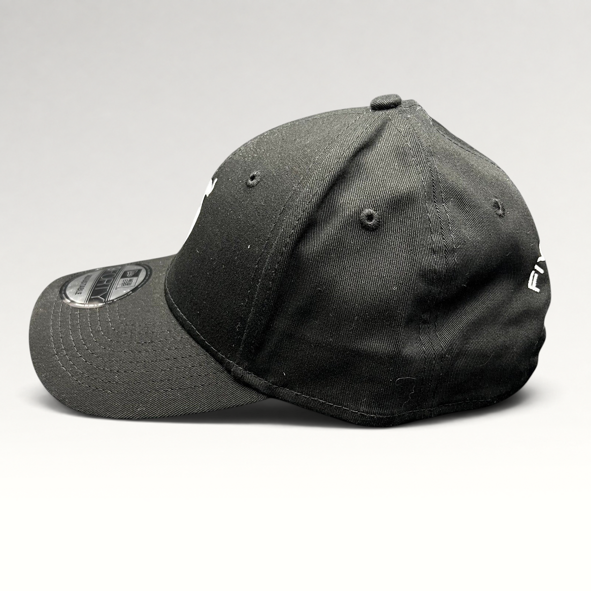 Raree Finds black New Era 9FORTY strapback hat with white Five Park Miami Beach elephant crest logo and curved brim
