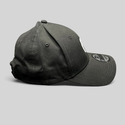 Raree Finds black New Era 9FORTY strapback hat with white embroidered Five Park Miami Beach crest logo and curved brim