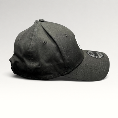 Raree Finds black New Era 9FORTY strapback hat with white embroidered Five Park Miami Beach crest logo and curved brim