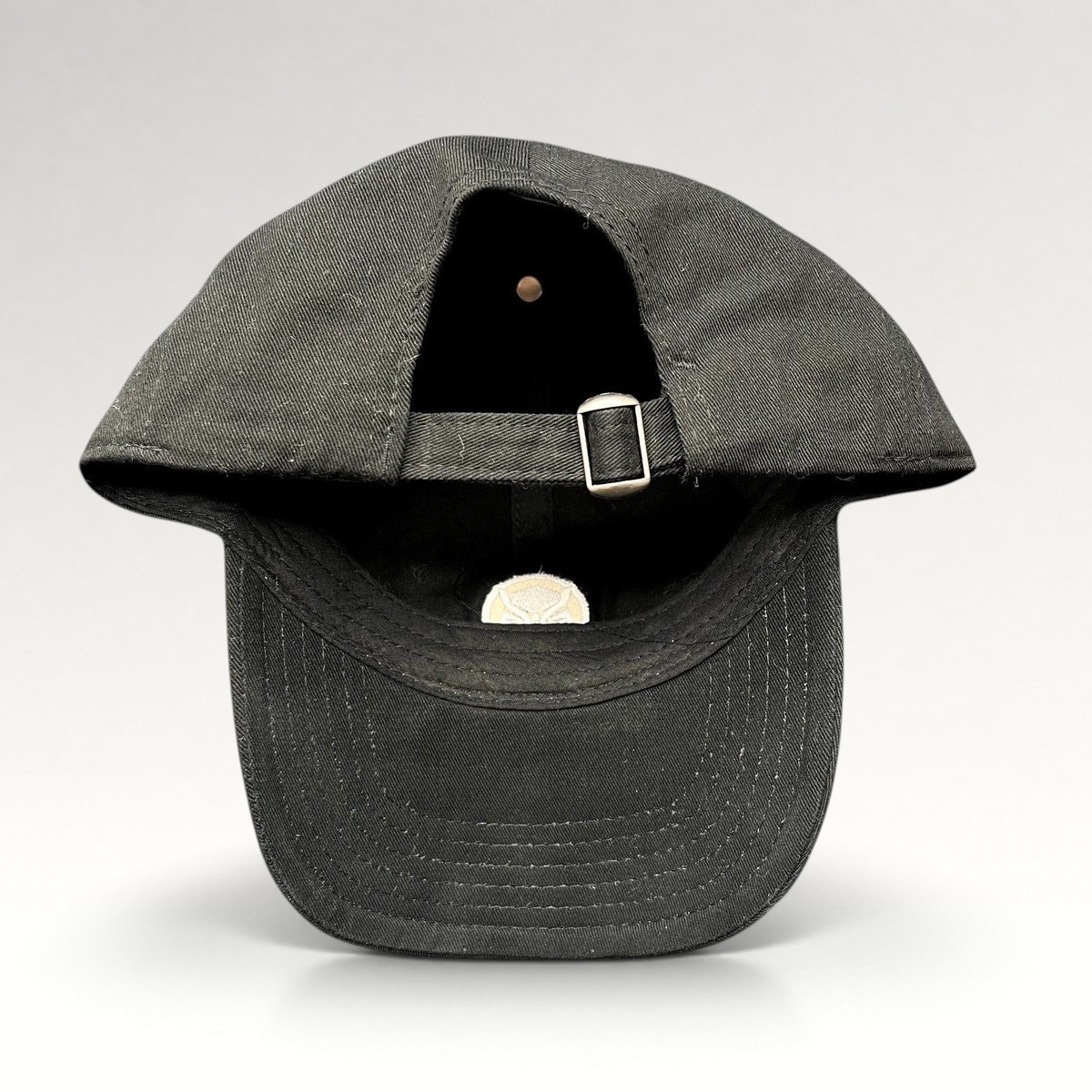 Raree Finds official Marvel Black Panther movie promo strapback hat in black with adjustable metal buckle closure