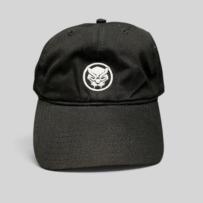 Raree Finds official Marvel Black Panther movie promo strapback hat in black with an embroidered mask logo